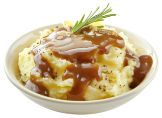 PNG Creamy mashed potatoes with gravy