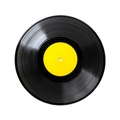 Golden Vinyl Record with Black Ring and White Center on Dark Background