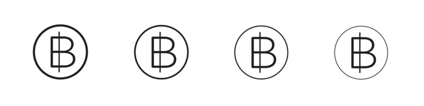 Baht signs linear vector icon in a editable style.