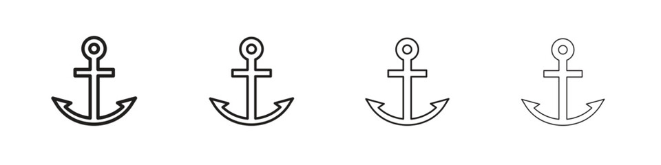 Anchor icon linear vector icon in a editable style.