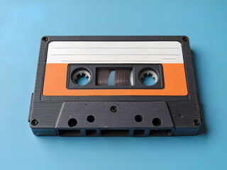 Obraz premium Blank Cassette, Retro Blue Background