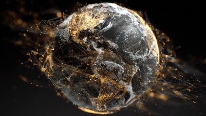 Earth, network, gold, digital
