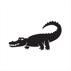 Silhouette Style Vector Crocodile Logo Icon – Minimal Reptile Emblem for Wildlife Branding, Fierce Predator Symbol, Monochrome Alligator Graphic Design for Nature, Zoo, Safari, or Adventure Themes