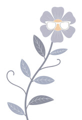 Light Blue Flower Wearing Black Sunglasses isolated on a transparent background image