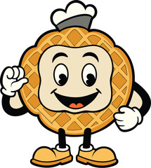 Happy Waffle Chef Mascot