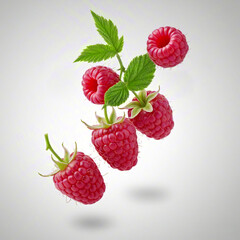 raspberries on a white background