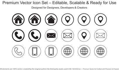 Set of black and white vector icons for web and mobile