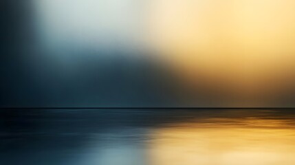 Digital image with a horizontal band of water or a similar surface, visually separating a top portion of blended shades of gold and navy blue.