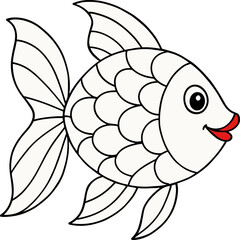 Fototapeta premium Cartoon fish with red lips for coloring book
