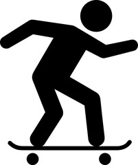 Skateboarder silhouette icon in black and white