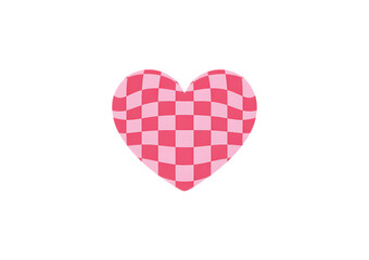Pink checkered heart shape isolated on a transparent background pattern love