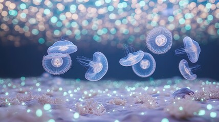 Elegant Jellyfish Dance in a Mystical Ocean Environment