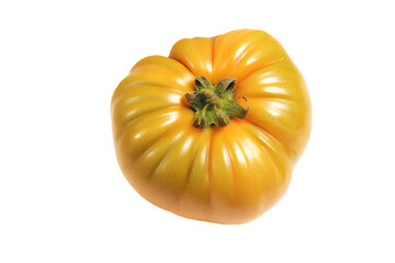 a yellow tomato on a white background