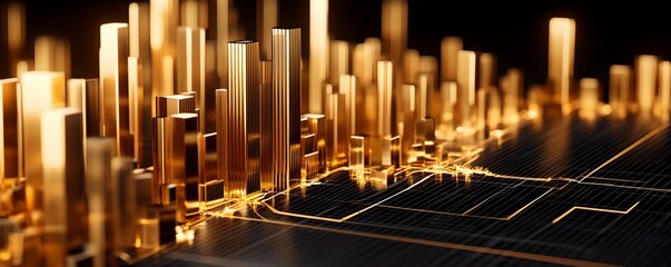 Obraz premium Striking image of a dense high rise cityscape with a grid of illuminated glass and steel skyscrapers glowing against a dark background creating a dynamic and sophisticated urban landscape