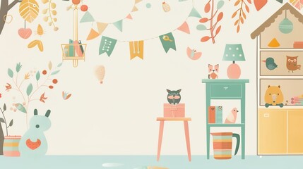 Playful Kids Room Backgrounds for Nursery Decor, Toy Packaging, Educational Materials and Children's Product Designs