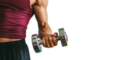 Muscular Arm Holding Dumbbell Against Turquoise Background