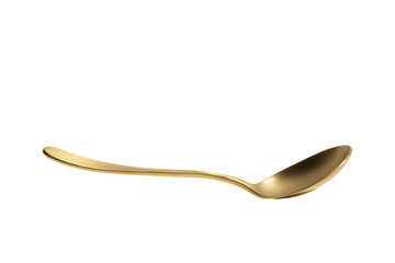 a gold spoon with a handle on a white background