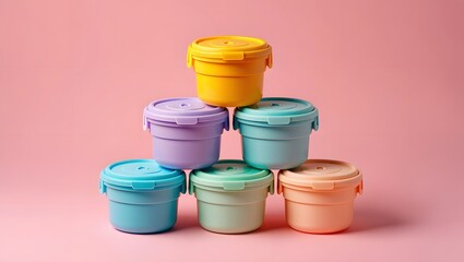 Colorful food storage containers stackable reusable airtight lids kitchen organization