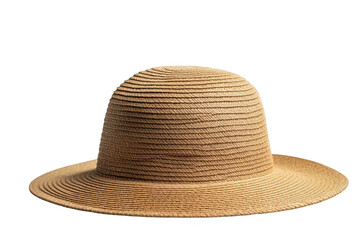 Classic straw sun hat isolated on transparent background
