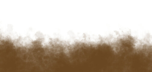 Textured Smoke Overlay, Realistic Brown-Yellow Fog or Mist Effect on Transparent Background