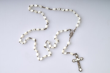 Symbolic antique Catholic Crucifix on white