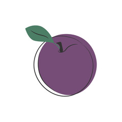 Hand drawn plum outline icon. Hand drawn berry. Vector illustration