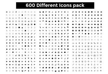 Mega Icon set Perfect Designed icons pack of 600 Web Icons Stock Vector