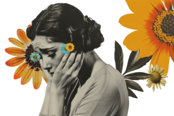 PNG Flowers woman portrait colorful.