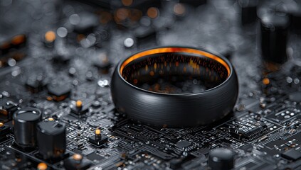 Futuristic ring on circuit board