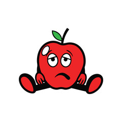 Apple Boxer Character Sitting and Resting Illustration