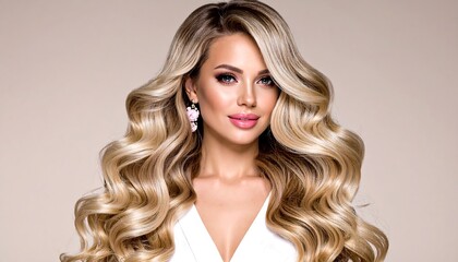 Naklejka premium Woman with blonde curls