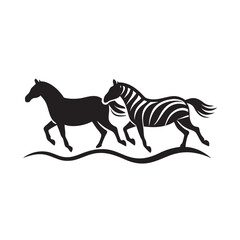 Zebra Herd Galloping Through Dust Cloud Silhouette