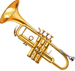 Realistic Brass Trumpet with Valves and Mouthpiece Detail