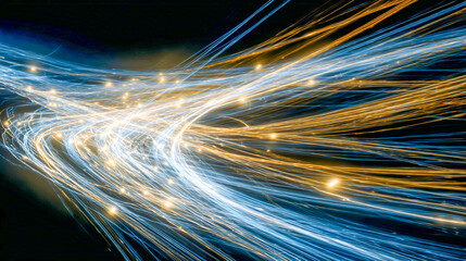 Abstract Gold and Blue Light Trails in Dark Space © Md Shamimul