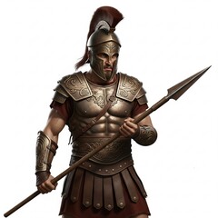 Fototapeta premium Ancient Warrior in Traditional Armor Holding a Weapon