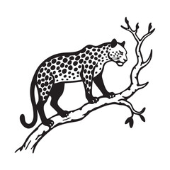 Climbing Leopard On Tree Branch Silhouette