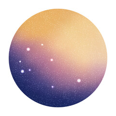 Textured space planet with yellow and purple color for cosmic design projects