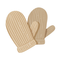 Cute beige mittens. Hand drawn winter accessory in soft style for holiday illustration and decor