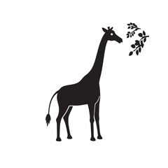 Feeding Giraffe Stretching Toward Tree Silhouette
