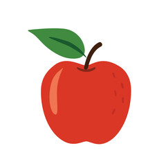 Fresh ripe red apple isolated on white, vector illustration