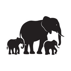 Elephant Family With Young Calf Silhouette