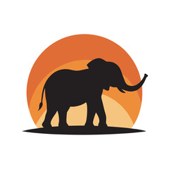 Elephant Raising Trunk Toward Sky Silhouette