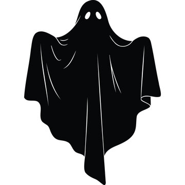 recommend clip art: Spooky Black Ghost Silhouette, Halloween Spirit, Supernatural Phantom, Vector Illustration