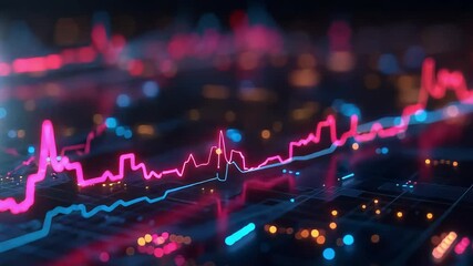 Digital financial graph circuit board footage - Powered by Adobe