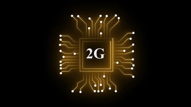 4k 2G symbol,a futuristic circuit board with moving electrons,electronic connections,communication,futuristic technology.