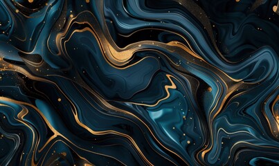 Obraz premium Abstract teal and gold fluid marble texture art background design