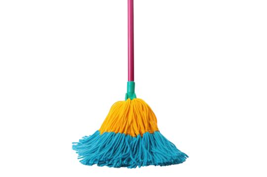 Multicolored mop close-up on transparent background