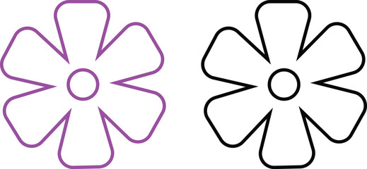 Flower Icons Vector Set, Collection and Group, Decorative Floral Silhouettes, Petals, Blossom, Botanical Minimal Line Style, Monochrome and Colorful Graphic Bundle for Nature, Garden and Spring Design