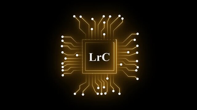 A glowing Yeollow LrC chip surrounded by a network of digital connections.