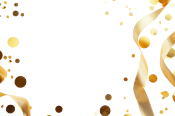PNG Gold ribbon confetti background elegant.